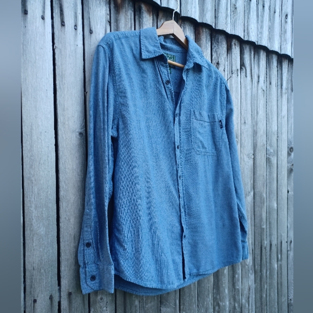 Vtg Woolrich soft blue cotton button down light flannel shirt mens M medium